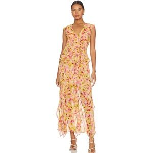 Misa Los Angeles Floral Maxi Dress - Pink and Yellow